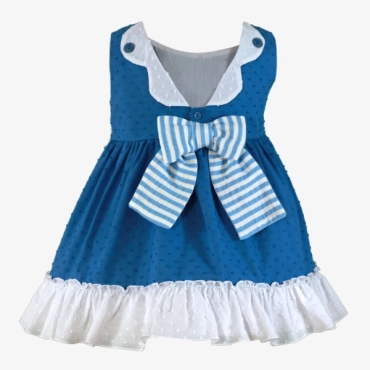 Vestido niña azul topitos Miranda Textil