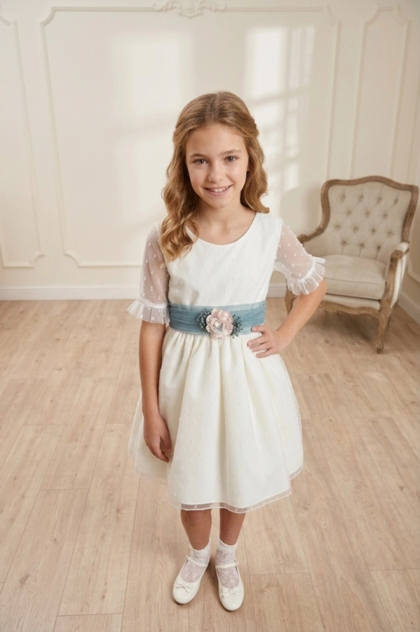 Vestido manga francesa azul Lilus