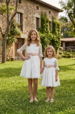 Vestido manga francesa rosa Lilus
