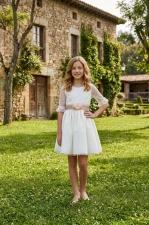 Vestido manga francesa rosa Lilus