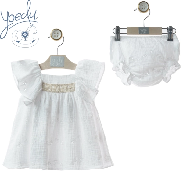 Vestido bebe blanco 'Ceramic' Yoedu 0326