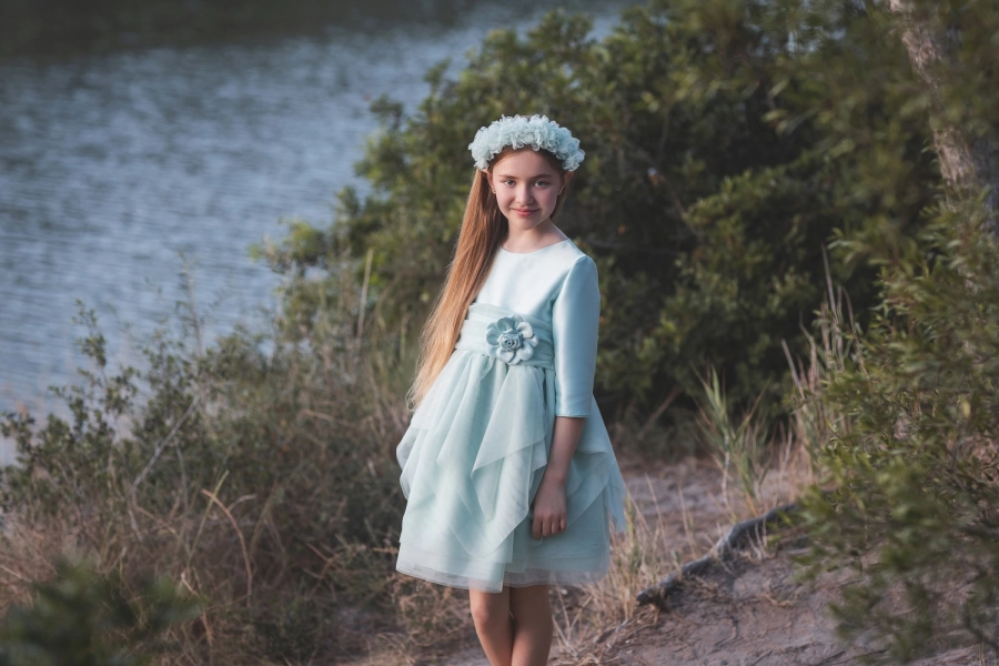 Vestido ceremonia verde hada Atelier de Candela 26009