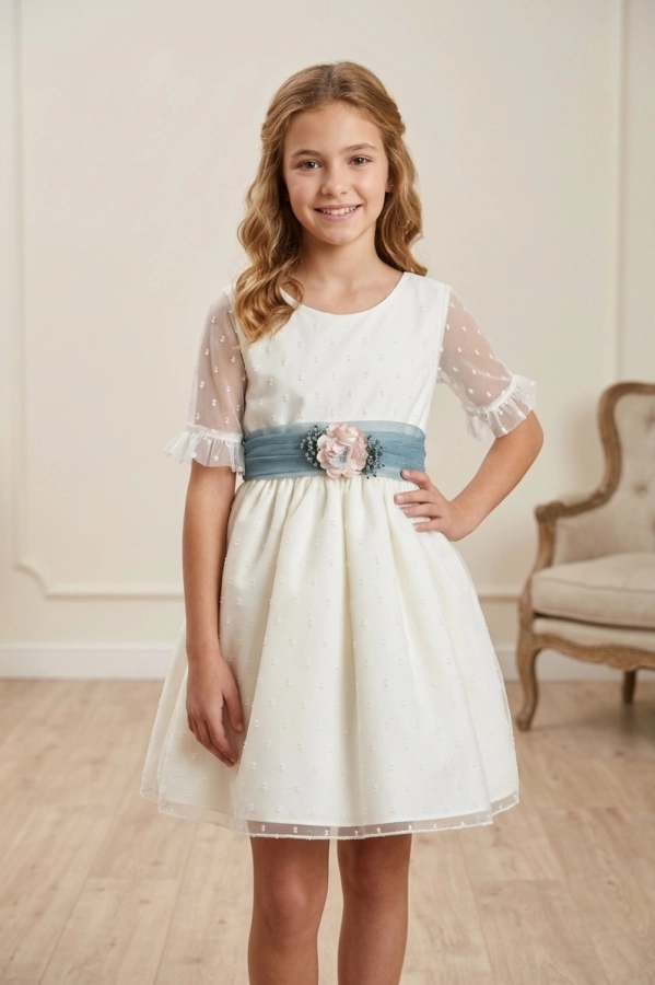 Vestido manga francesa azul Lilus