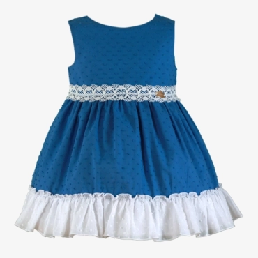 Vestido niña azul topitos Miranda 0614-v