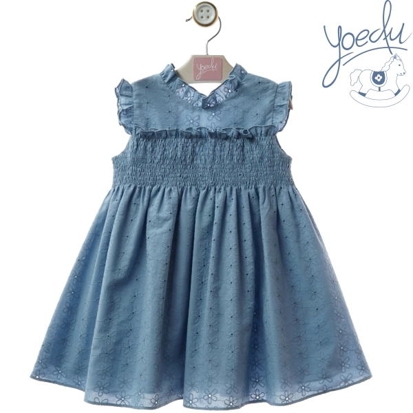 Vestido niña en color FRESA ' Perforado' Yoedu 0519