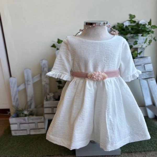 Vestido rosa con manga francesa Lilus 038192